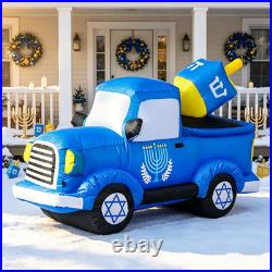 6FT Hanukkah Inflatable Truck Chanukah Blow up Outdoor Decorations