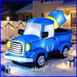 6FT Hanukkah Inflatable Truck Chanukah Blow up Outdoor Decorations