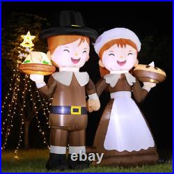 6Ft Tall LED Lighted Inflatable Pilgrim Boy and Girl Thanksgiving Holiday Yard