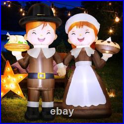 6Ft Tall LED Lighted Inflatable Pilgrim Boy and Girl Thanksgiving Holiday Yard