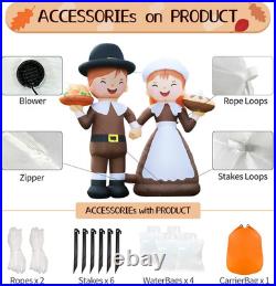 6Ft Tall LED Lighted Inflatable Pilgrim Boy and Girl Thanksgiving Holiday Yard
