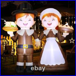 6Ft Tall LED Lighted Inflatable Pilgrim Boy and Girl Thanksgiving Holiday Yard