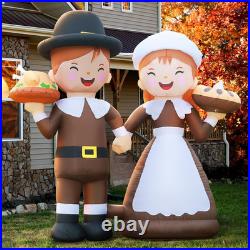 6Ft Tall LED Lighted Inflatable Pilgrim Boy and Girl Thanksgiving Holiday Yard