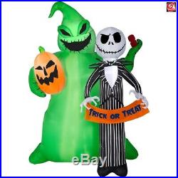 6 1/2' Gemmy Airblown Inflatable Jack Skellington with Oogie Boogie Yard Decor