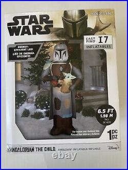 6.5' Star Wars Mandalorian with CHILD Pre Lit Christmas Yard Inflatable NEW 2021