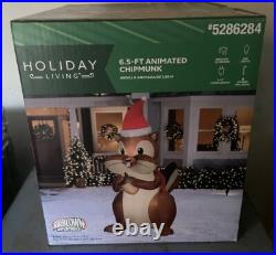 6.5 ft. Animated Inflatable Nom-Nom Chipmunk with Acorn Christmas Decoration New
