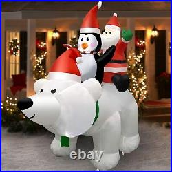 6.6' Inflatable Christmas Polar Bear with Santa & Penguin Lighted Blow Up