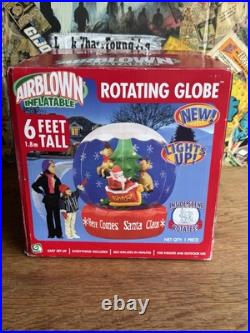 6 FT LIGHTED AIRBLOWN GEMMY INFLATABLE snow globe SANTA Reindeer ROTATES