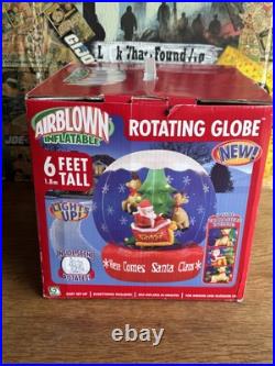 6 FT LIGHTED AIRBLOWN GEMMY INFLATABLE snow globe SANTA Reindeer ROTATES