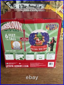 6 FT LIGHTED AIRBLOWN GEMMY INFLATABLE snow globe SANTA Reindeer ROTATES