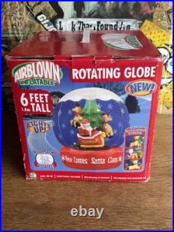 6 FT LIGHTED AIRBLOWN GEMMY INFLATABLE snow globe SANTA Reindeer ROTATES
