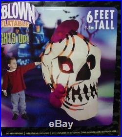 6 FT Tall Airblown Inflatable Halloween Skull with Spiders