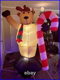 6 Foot Gemmy Airblown Light Up Reindeer Candy Cane Christmas Inflatable 2003