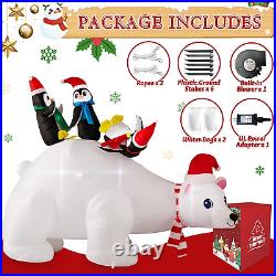 6 Foot Length Christmas Inflatable Polar Bear Outdoor Decorations with 3 Penguin