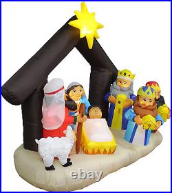 6 Foot Long Christmas Inflatable Nativity Scene with Three Kings Party Decoratio