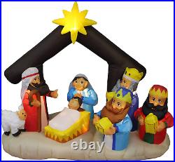 6 Foot Long Christmas Inflatable Nativity Scene with Three Kings Party Decoratio