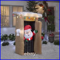 6 Ft Animated Santa Claus In Outhouse Airblown Yard Inflatable
