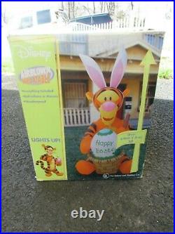 6 Ft Lighted Airblown Disney Tigger Rare Inflatable Box Gemmy Happy Easter Gemmy
