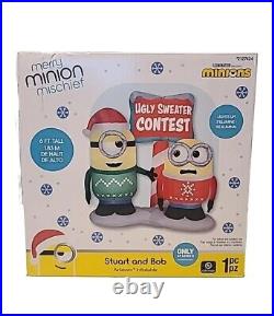 6 Ft Minions Ugly Sweater Contest Lighted Yard Inflatable Never Opened in Box