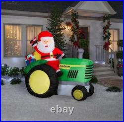6 Ft Santa Claus On John Deere Tractor Airblown Yard Inflatable