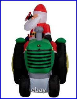 6 Ft Santa Claus On John Deere Tractor Airblown Yard Inflatable