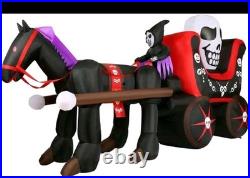 6-Ft. Tall Inflatable Halloween Skull Carriage with LED Lights used