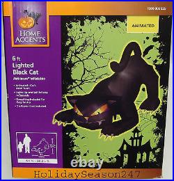 6' Gemmy Airblown Animated Head Turning Black Cat Halloween Inflatable Yard Prop