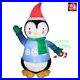 6′ Gemmy Airblown Inflatable Mixed Media Fuzzy Plush Penguin Wearing Santa Hat
