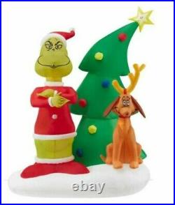 6' Grinch and Max with Tree Christmas Airblown LED Lighted Yard Inflatable New