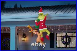 6 ft Pre-Lit LED Airblown Hanging Grinch with Max Christmas Inflatable