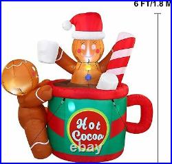 6 ft. Tall Gingerbread Man in Hot Cocoa Mug Inflatable Christmas Decoration