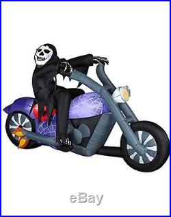 7.2 Ft Airblown Inflatable Lighted Reaper on Motorcycle Halloween! Brand NEW