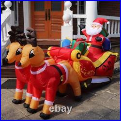 7.2ft Long Christmas Inflatable Santa on Red Sleigh LED Lighted Blow-up Yard Dec