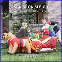 7.2ft Long Christmas Inflatable Santa on Red Sleigh LED Lighted Blow-up Yard Dec
