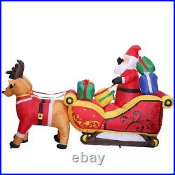 7.2ft Long Christmas Inflatable Santa on Red Sleigh LED Lighted Blow-up Yard Dec