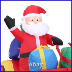 7.2ft Long Christmas Inflatable Santa on Red Sleigh LED Lighted Blow-up Yard Dec