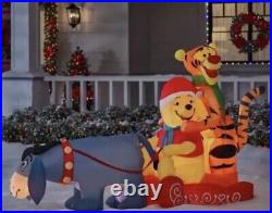 7.5 Ft EEYORE PULLING WINNIE THE POOH & TIGGER ON SLEIGH Airblown Inflatable