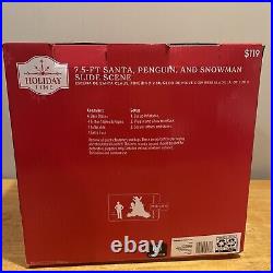 7.5'Ft SANTA CLAUS, PENGUIN & SNOWMAN ON SLIDE Airblown Yard Inflatable NEW