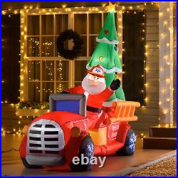 7.5ft Christmas Holiday Yard Inflatable Blow Up Santa Fire Truck with Tree & LED