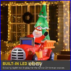 7.5ft Christmas Holiday Yard Inflatable Blow Up Santa Fire Truck with Tree & LED