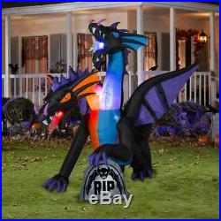 7.8' Projection Fire & Ice 2 Headed Dragon Halloween Airblown Inflatable LED