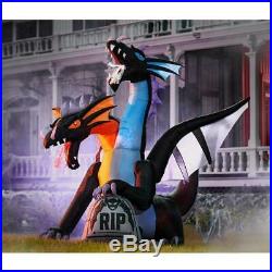 7.8' Projection Fire & Ice 2 Headed Dragon Halloween Airblown Inflatable LED