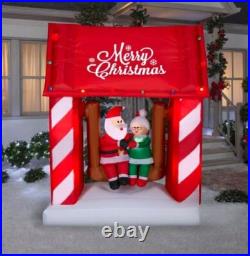 7' ANIMATED SANTA & MRS CLAUS ON PORCH SWING Airblown Lighted Yard Inflatable