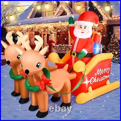 7 FT Christmas Inflatable Decorations Santa Claus Sleigh with 2 Reindeer & Prese