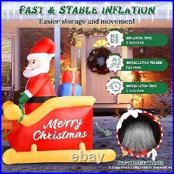 7 FT Christmas Inflatable Decorations Santa Claus Sleigh with 2 Reindeer & Prese