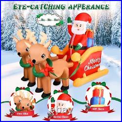7 FT Christmas Inflatable Decorations Santa Claus Sleigh with 2 Reindeer & Prese