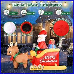 7 FT Christmas Inflatable Decorations Santa Claus Sleigh with 2 Reindeer & Prese