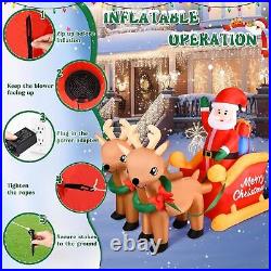 7 FT Christmas Inflatable Decorations Santa Claus Sleigh with 2 Reindeer & Prese