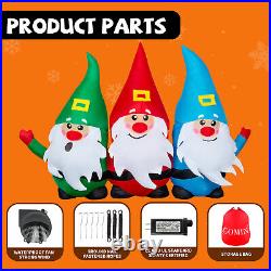 7 FT Christmas Inflatables Three Santa Claus withLED Light Xmas Decorations Props
