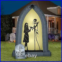 7' Gemmy Airblown Inflatable Halloween Jack Skellington And Sally Silhouette